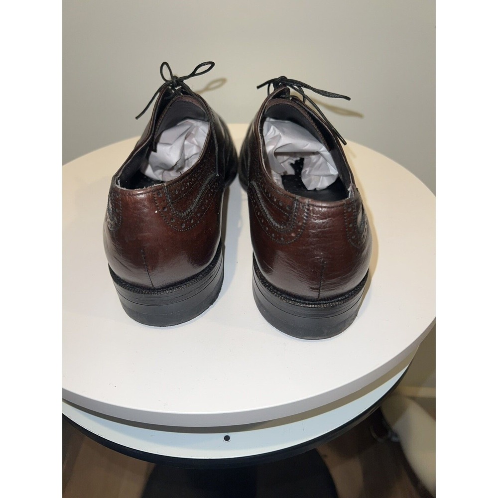 Freeman Free Flex Brown Leather Wingtip Dress Shoes Lace Oxfords Men 12 C - Picture 5 of 13